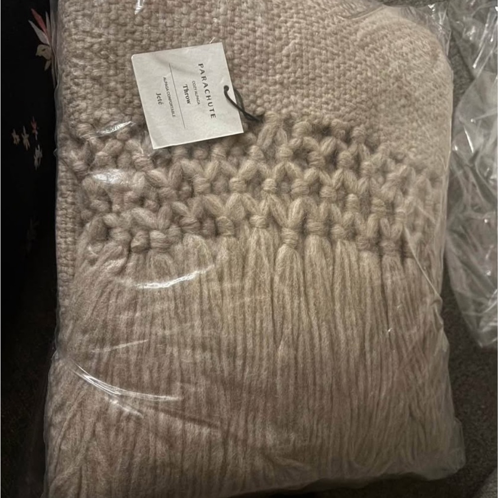 Parachute Beige Knit Throw Blanket Alpaca